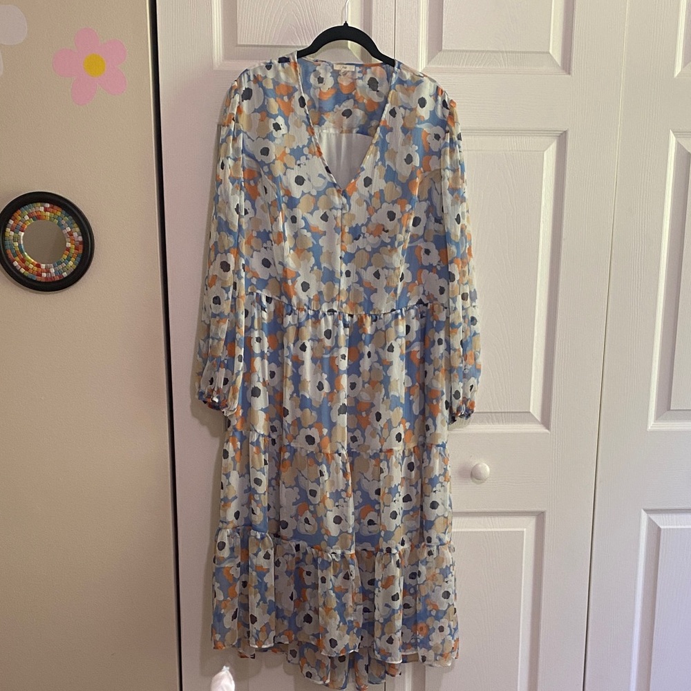 Joie Floral Maxi Dress - Blue, Orange, White